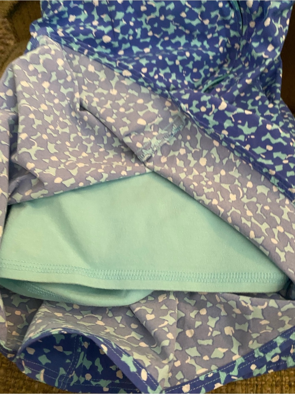 Talbots Blue Floral Print Skort with Mint Accents - Picture 3 of 10